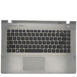 Laptop Upper Case Cover C Shell & Keyboard & Touchpad For Samsung NP-QX410 QX411 QX412 Silver US English Layout