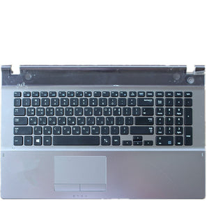 Laptop Upper Case Cover C Shell & Keyboard & Touchpad For Samsung NP550P7C Silver US English Layout