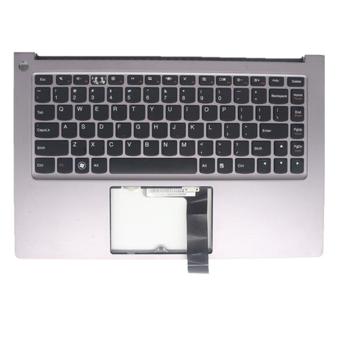 Laptop Upper Case Cover C Shell & Keyboard For Lenovo ideapad U300e U300s Color Silvery US English Layout