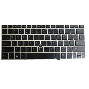 Laptop Keyboard For HP EliteBook 2170p Black With Silver Frame US United States Edition